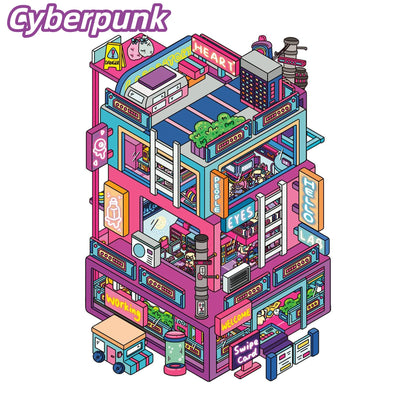 Flip Building 3D Sticker | 2 Cute Miniature Scenes
