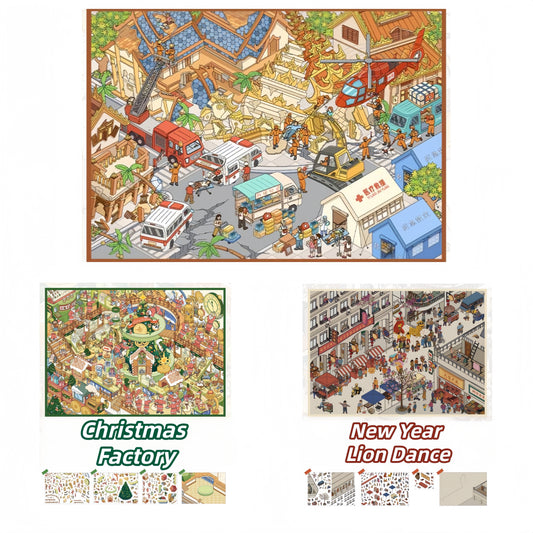 The Year-End Trilogy 3D Sticker | 3 Cute Miniature Scenes