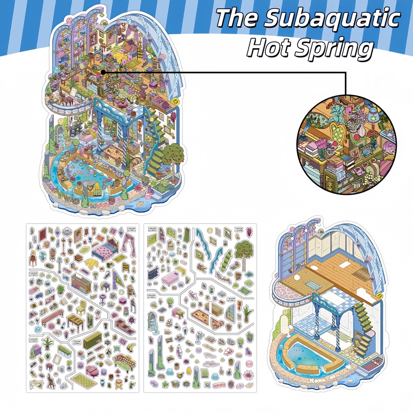Atlas of the Forgotten 3D Sticker | 4 Cute Miniature Scenes