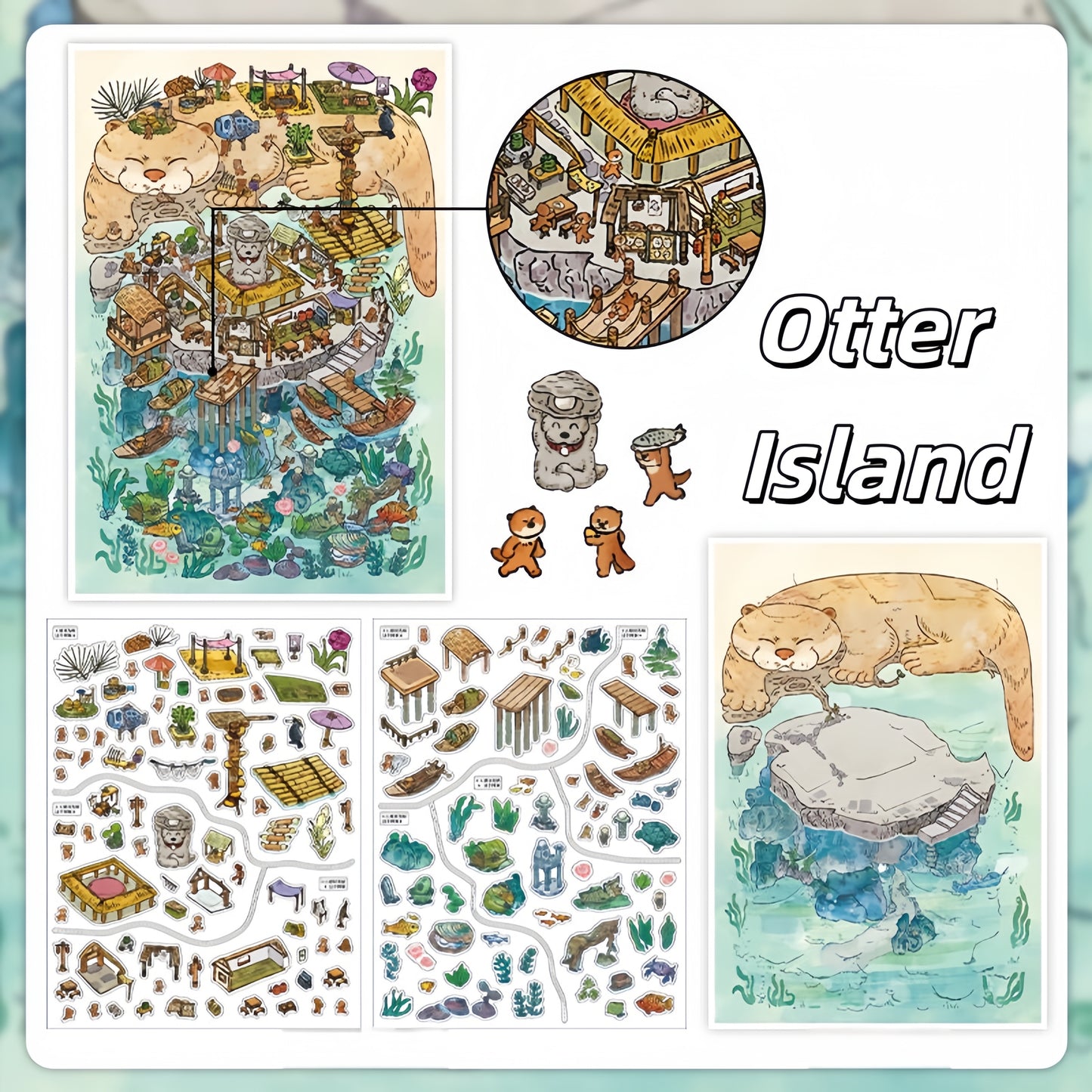 Mystic Isle 3D Sticker | 2 Cute Miniature Scenes