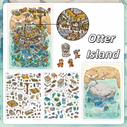 Mystic Isle 3D Sticker | 2 Cute Miniature Scenes