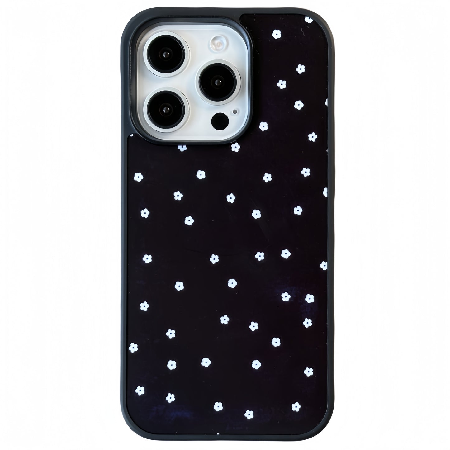 Floral & Stars Print Black Edge Acrylic Phone Case