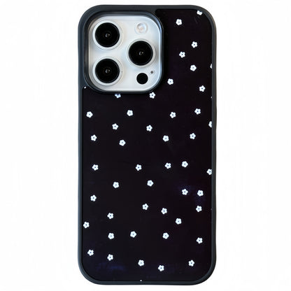 Floral & Stars Print Black Edge Acrylic Phone Case
