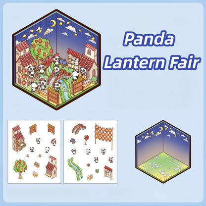 Panda Shop 3D Sticker | 4 Cute Miniature Scenes