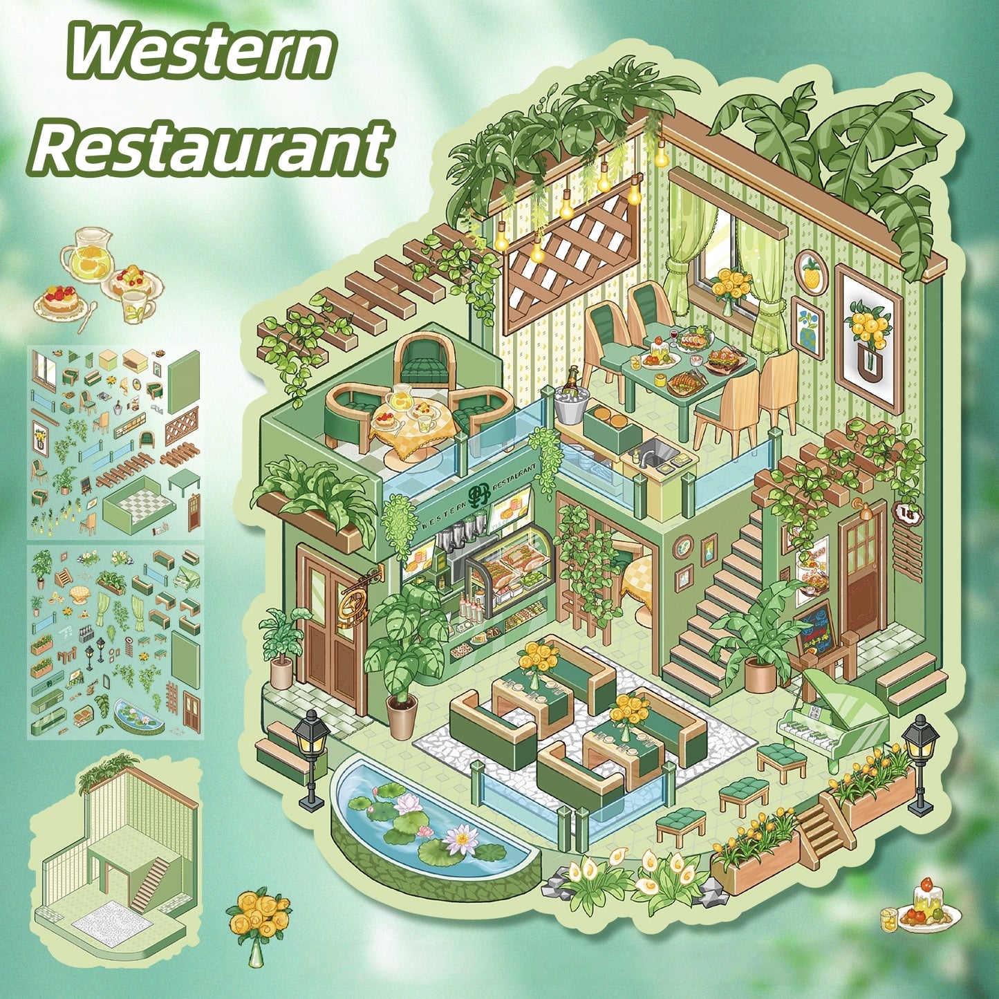 Verdant Vibes 3D Sticker | 4 Cute Miniature Scenes