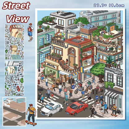 Streetscape 3D Sticker | 2 Cute Miniature Scenes