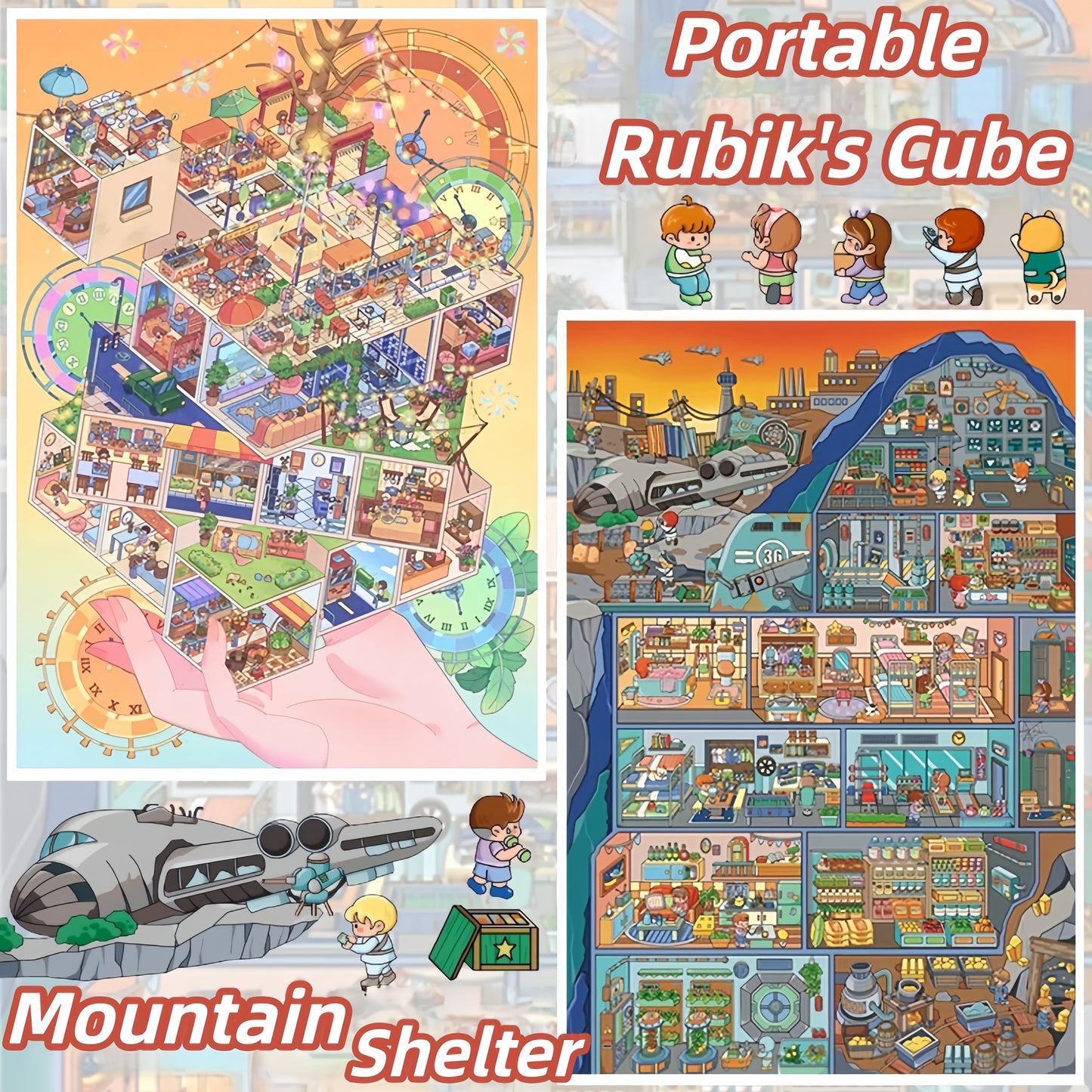 Fantasy Cottage 3D Sticker | 2 Cute Miniature Scenes