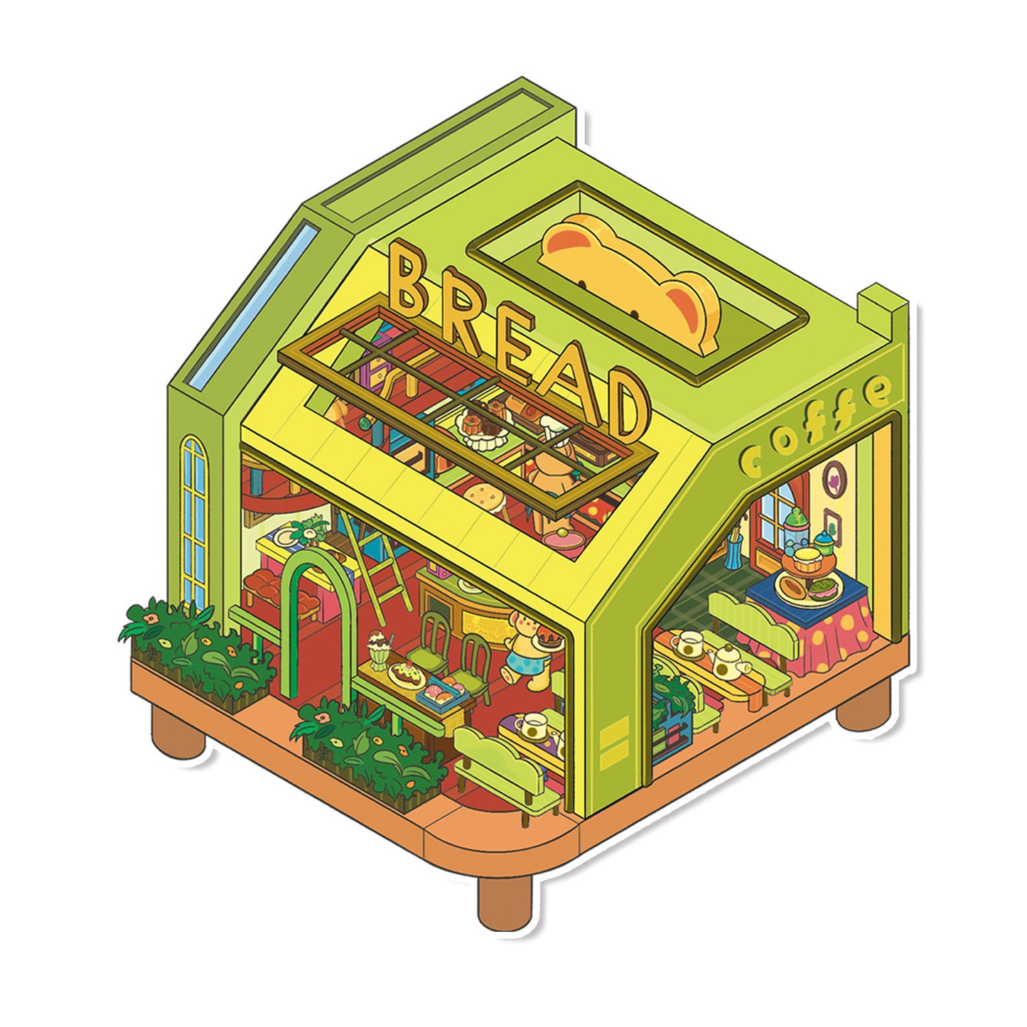 Flip Dessert House 3D Sticker | 2 Cute Miniature Scenes