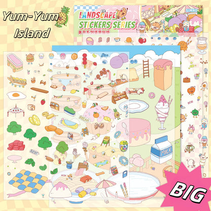 Flavor World 3D Sticker | 2 Cute Miniature Scenes