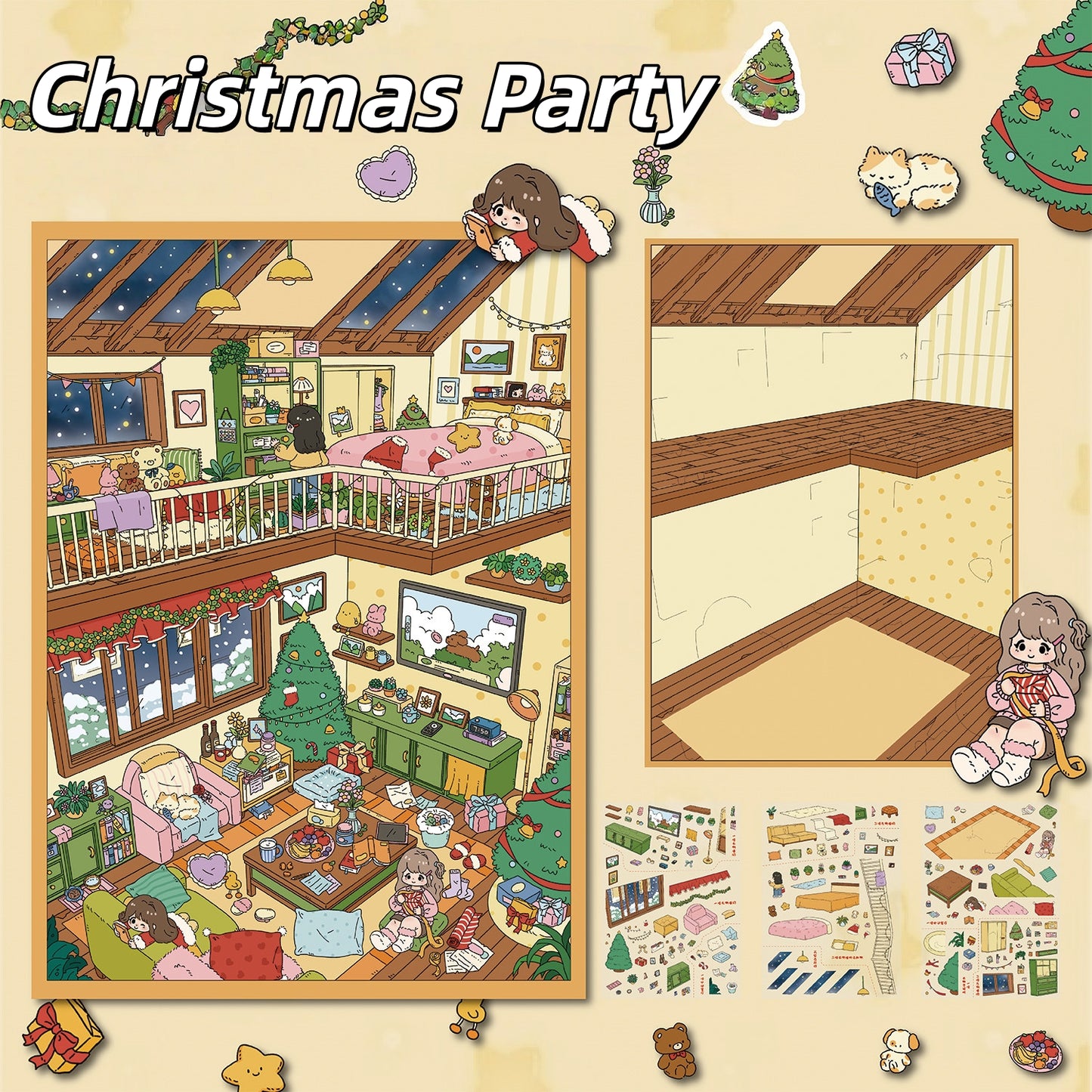 Little Cozy Home 3D Sticker | 2 Cute Miniature Scenes