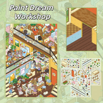 Brushes & Beats 3D Sticker | 2 Cute Miniature Scenes