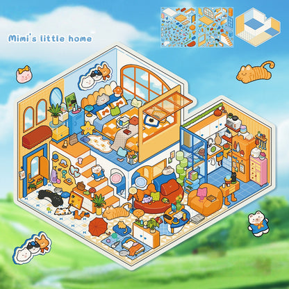 Dream Villa 3D Sticker | 4 Cute Miniature Scenes