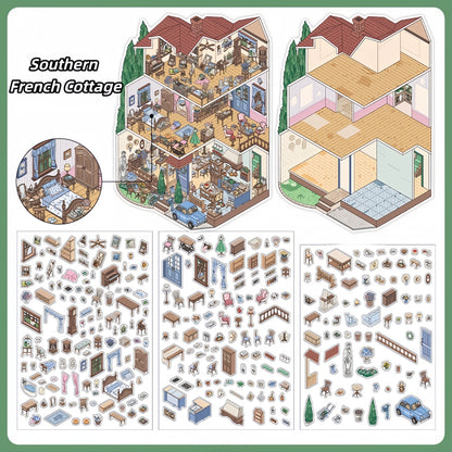 European-style Cottage 3D Sticker | 2 Cute Miniature Scenes