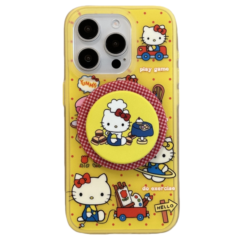 Yellow Polka Dot Sweet Chef Cat Acrylic Phone Case