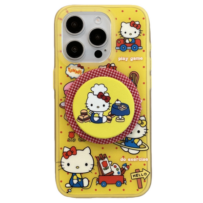 Yellow Polka Dot Sweet Chef Cat Acrylic Phone Case