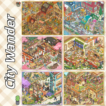 City Wander 3D Sticker | 6 Cute Miniature Scenes