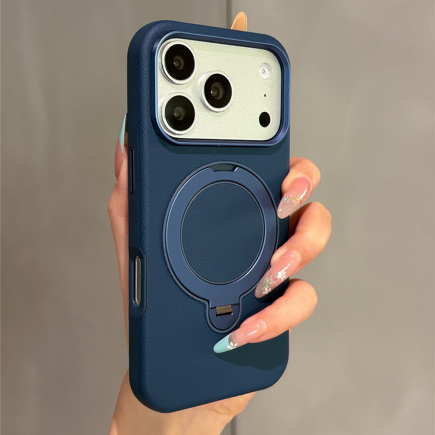 Solid-colored Leather Rotating Stand Acrylic Phone Case