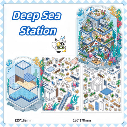 Simulation Management 3D Sticker | 4 Cute Miniature Scenes