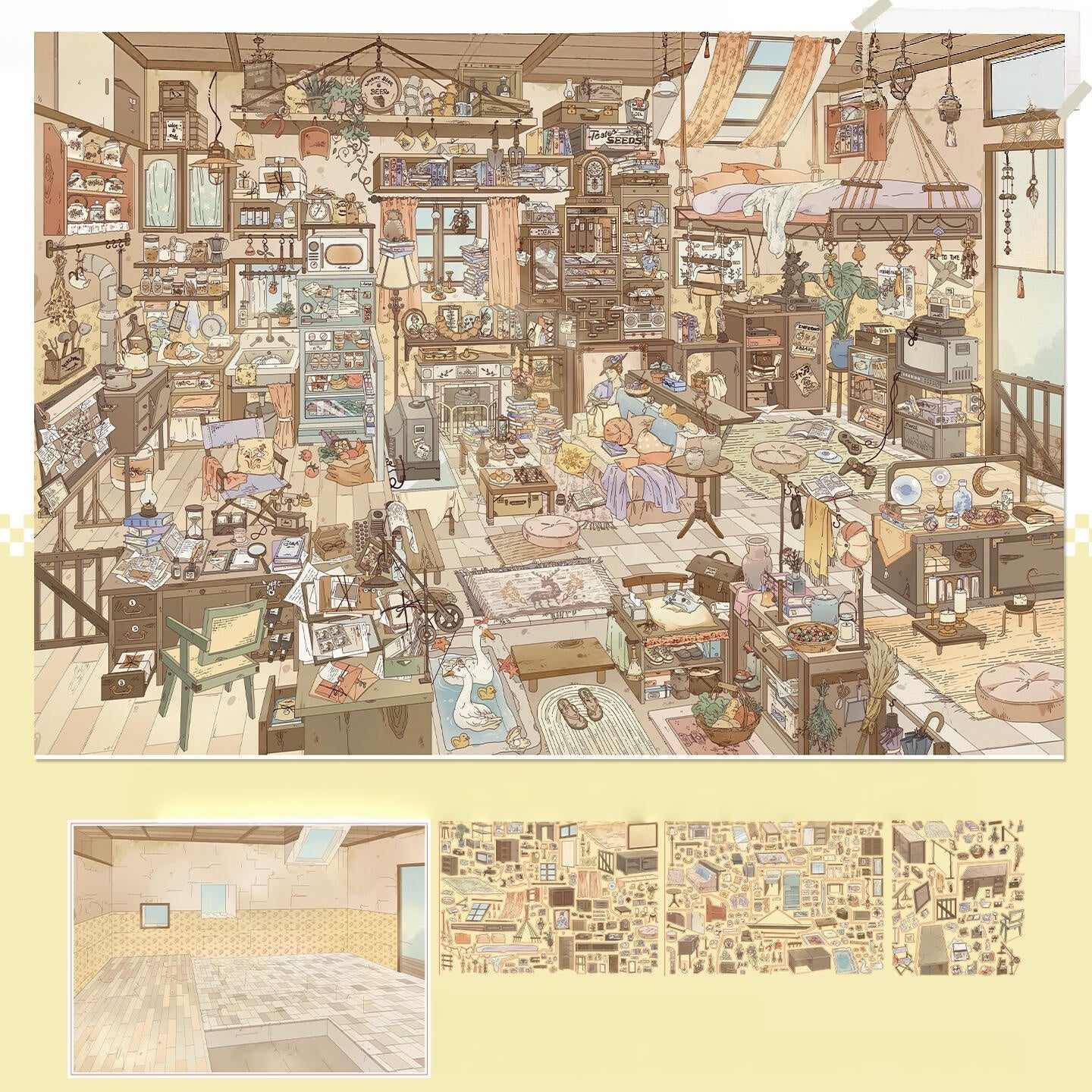 Cozy Corners 3D Sticker | 4 Cute Miniature Scenes