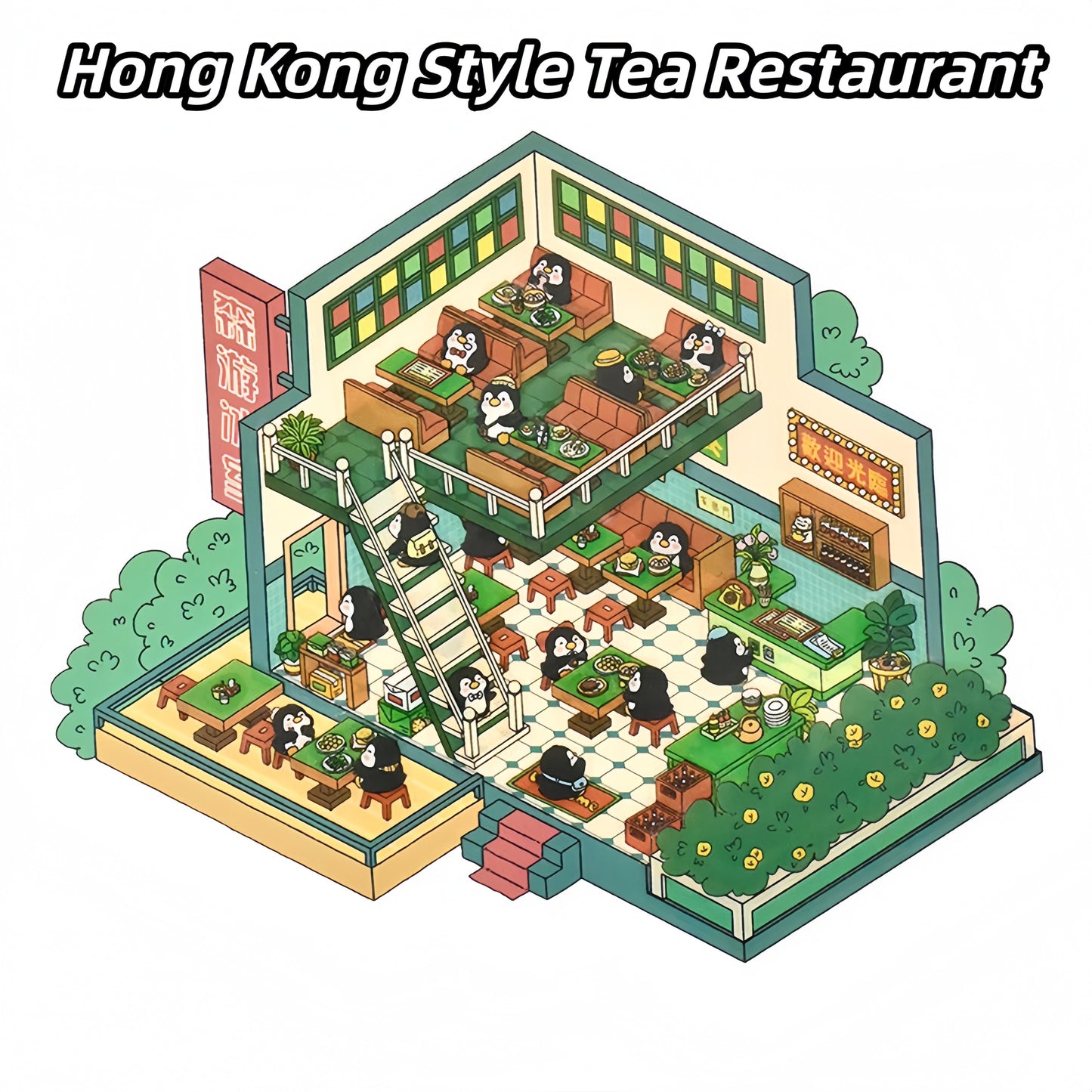 Paw's Shop 3D Sticker | 4 Cute Miniature Scenes