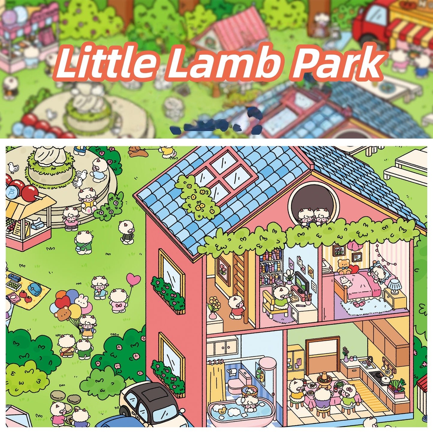 Cute Animal's Park 3D Sticker | 2 Cute Miniature Scenes