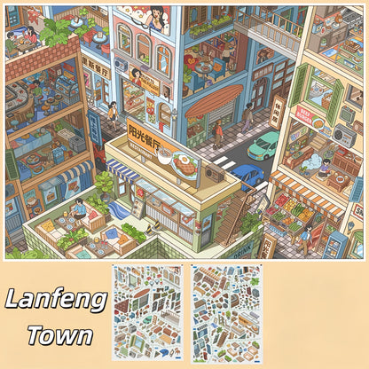 Town & Time 3D Sticker | 6 Cute Miniature Scenes