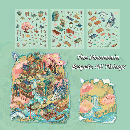A Dream of Orchid Mountain 3D Sticker | 2 Cute Miniature Scenes