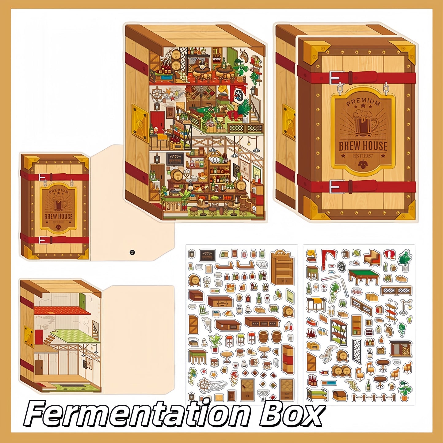 Dream House 3D Sticker | 4 Cute Miniature Scenes