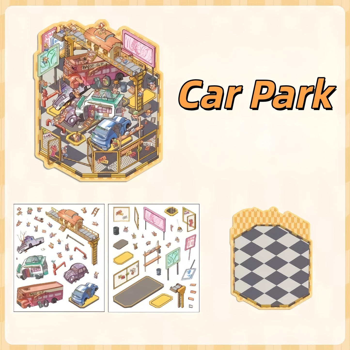 Fun Market 3D Sticker | 4 Cute Miniature Scenes