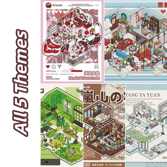 Fantasy Home 3D Sticker | 5 Cute Miniature Scenes