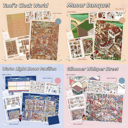 Fantasy Worlds 3D Sticker | 4 Cute Miniature Scenes