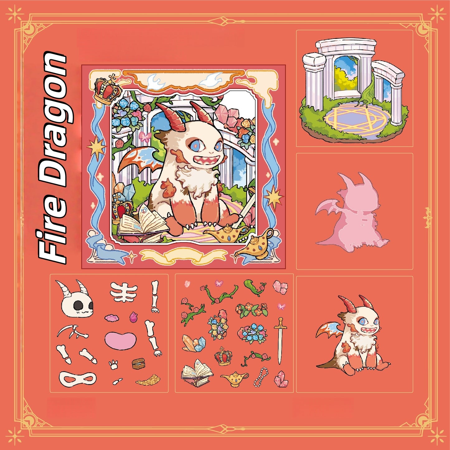 X-ray of Fantasy Creatures 3D Sticker | 2 Cute Miniature Scenes