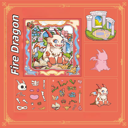 X-ray of Fantasy Creatures 3D Sticker | 2 Cute Miniature Scenes