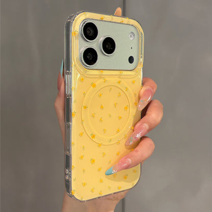 Mint Green Floral Mirror Magnetic Stand Acrylic Phone Case