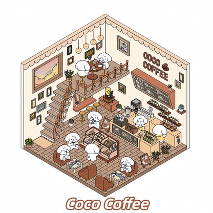 Tiny Animal's Shop 3D Sticker | 4 Cute Miniature Scenes