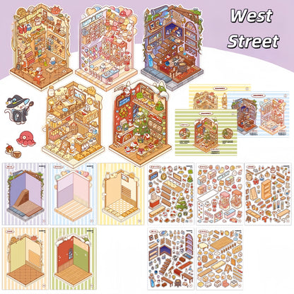 Simulation Management 3D Sticker Material Book | 10 Cute Miniature Scenes