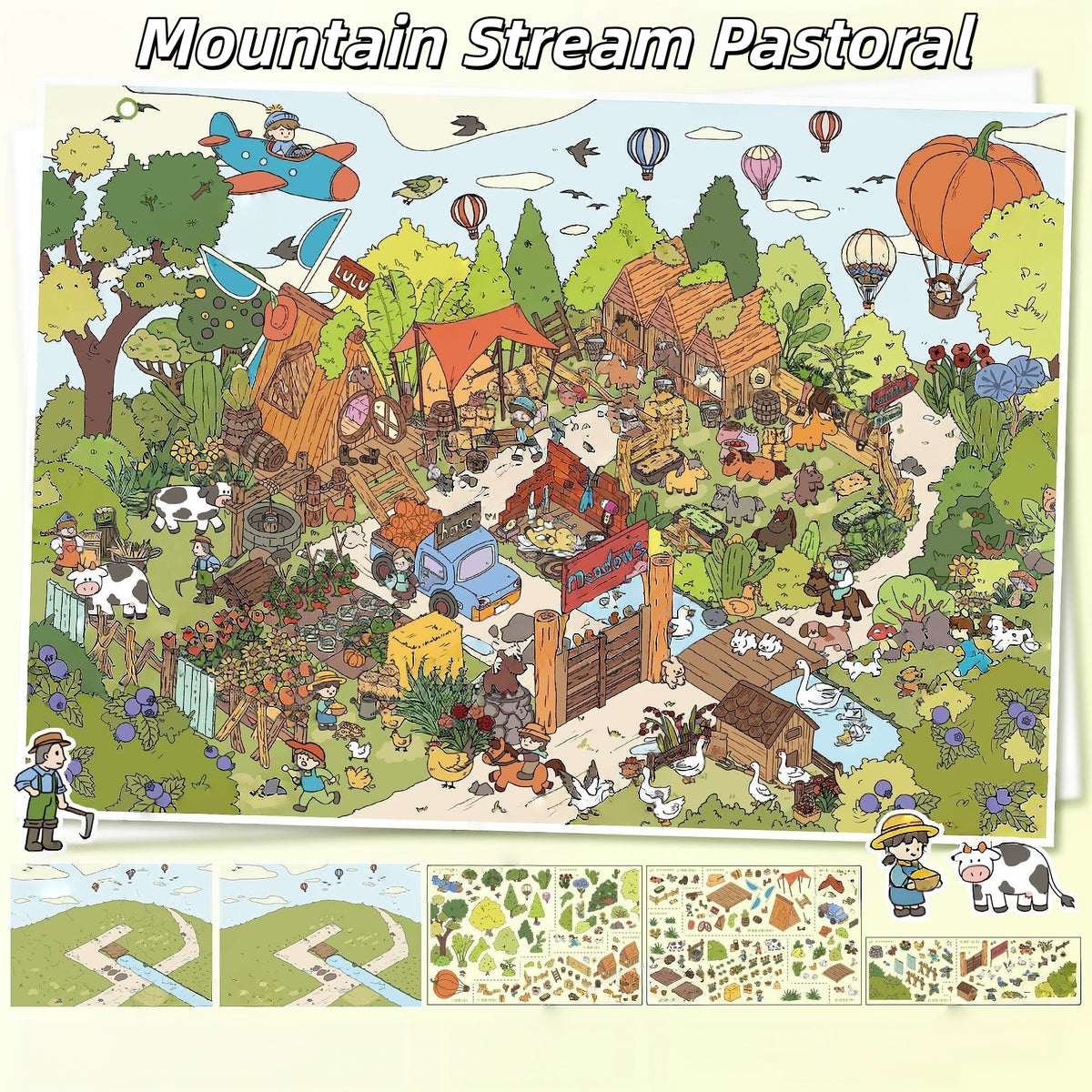 Pastoral Days 3D Sticker | 2 Cute Miniature Scenes