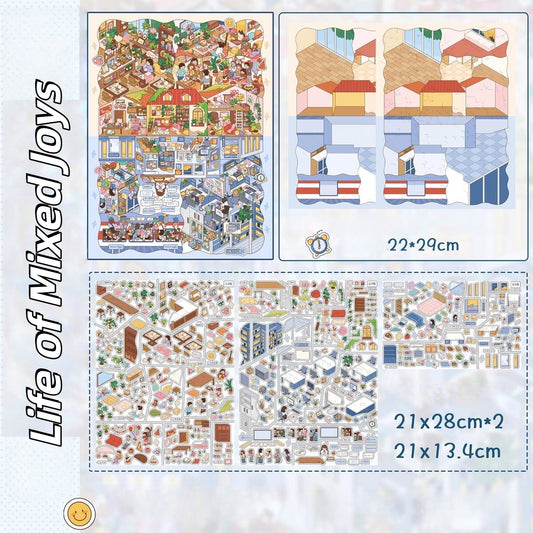 Leisure Daily 3D Sticker | 6 Cute Miniature Scenes