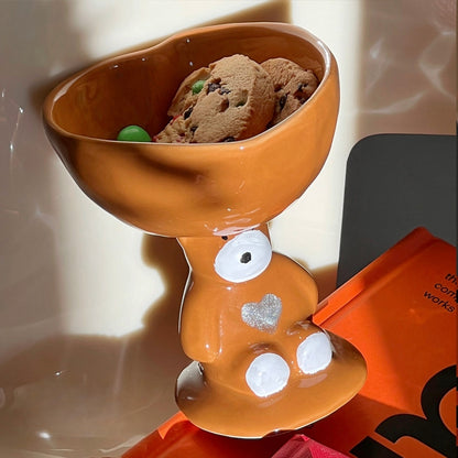 Cute Bear Heart-Shaped Ceramic Ice Cream Cup