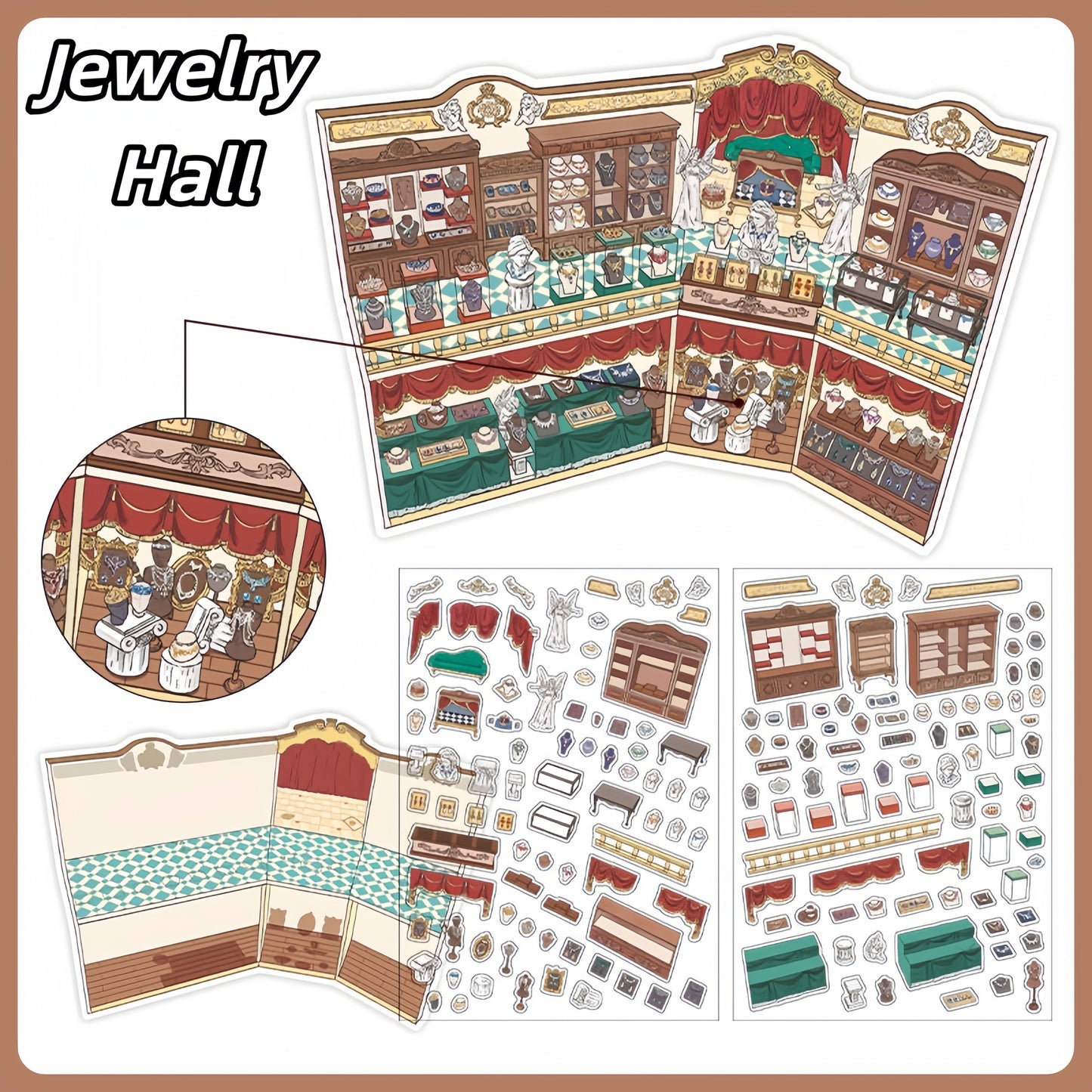 Little Exhibition 3D Sticker | 4 Cute Miniature Scenes