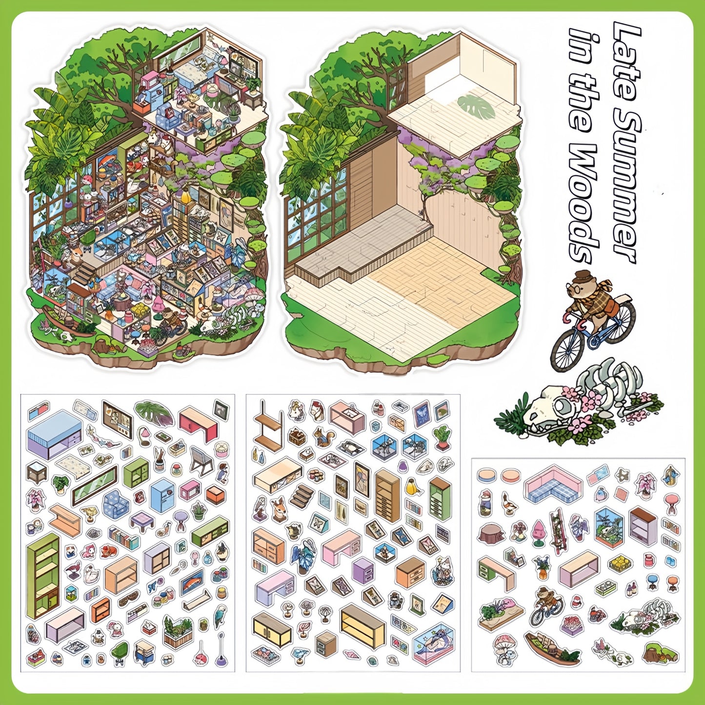 Four Seasons Retreat 3D Sticker | 4 Cute Miniature Scenes