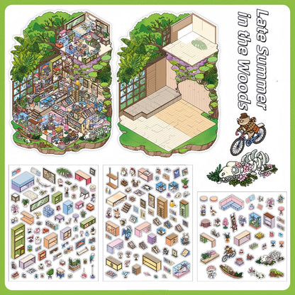 Four Seasons Retreat 3D Sticker | 4 Cute Miniature Scenes