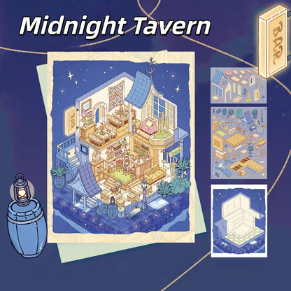 The Journey on Dream Island 3D Sticker | 4 Cute Miniature Scenes