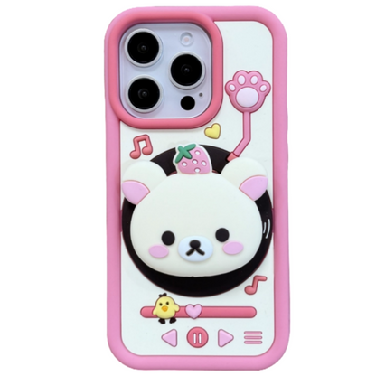 Bear Music Swivel Stand Silicone Phone Case