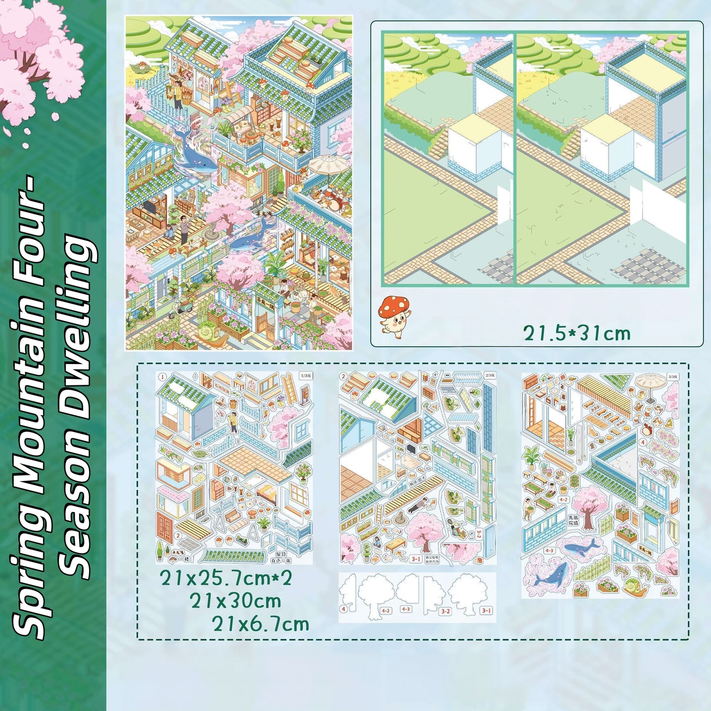 Across the Seasons 3D Sticker | 5 Cute Miniature Scenes