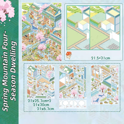 Across the Seasons 3D Sticker | 5 Cute Miniature Scenes