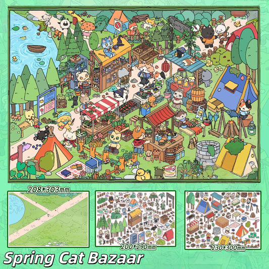 Kitty Tales 3D Sticker | 2 Cute Miniature Scenes