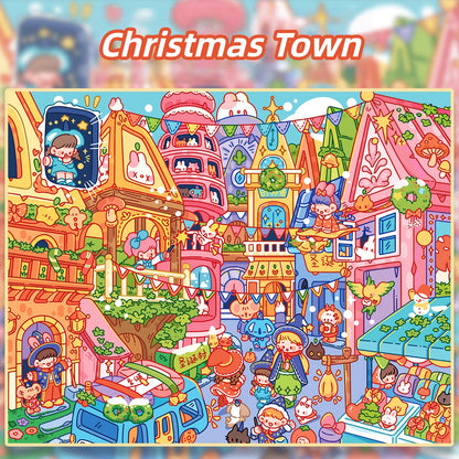 Christmas Town 3D Sticker | 2 Cute Miniature Scenes