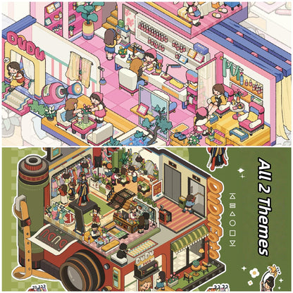 Simulation Management 3D Sticker | 2 Cute Miniature Scenes