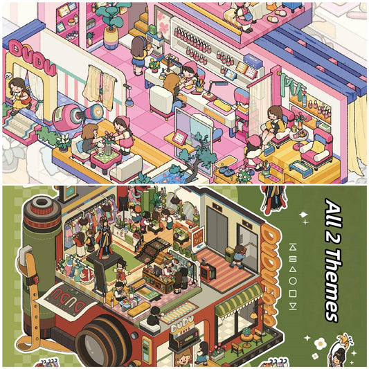 Simulation Management 3D Sticker | 2 Cute Miniature Scenes